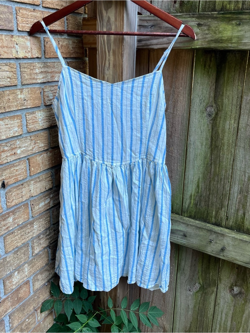Aerie Linen Blend Blue and White Striped Summer Dress